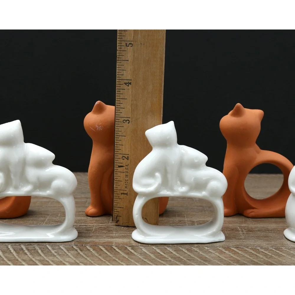 Vintage Cat Napkin Rings, Ceramic,‎ Set of 6